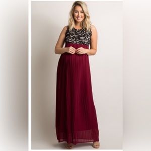 Pinkblush Maternity Chiffon and Lace Maxi Dress